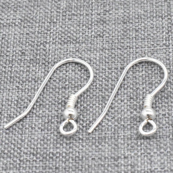 1 Pair Sterling Silver Coiled Earring Wires with Beads 925 Silver Ear Hooks - Picture 1 of 4